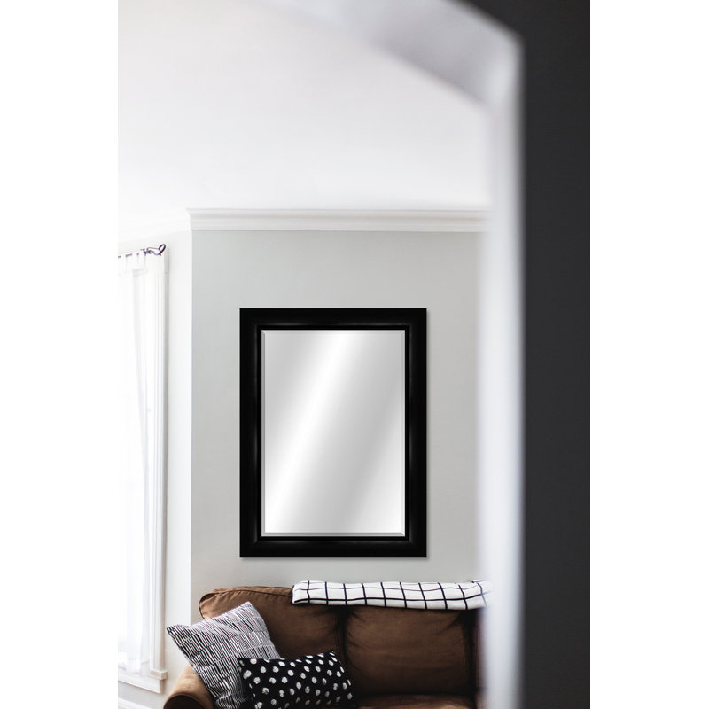 Wood Wall Mirror, 47" x 37", Matte Black