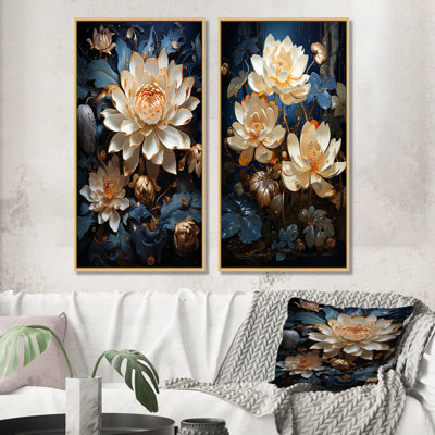 Opulent Reflections Lotus - lot de 2 impressions sur toile de lotus