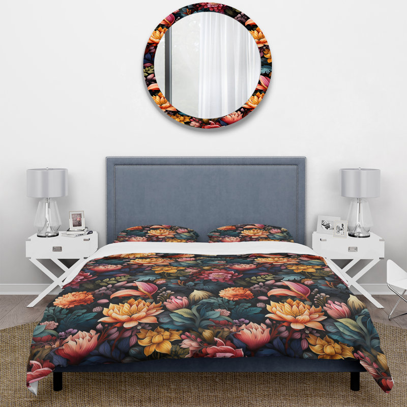 Motif botanique psychédélique - Ensemble de housse de couette botanique - Polyester microfibre