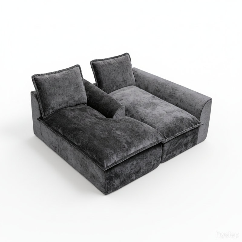 Canapé modulaire en forme de L de 103 pouces avec méridienne en tissu de chenille doux pour le rembourrage en mousse compressée du salon