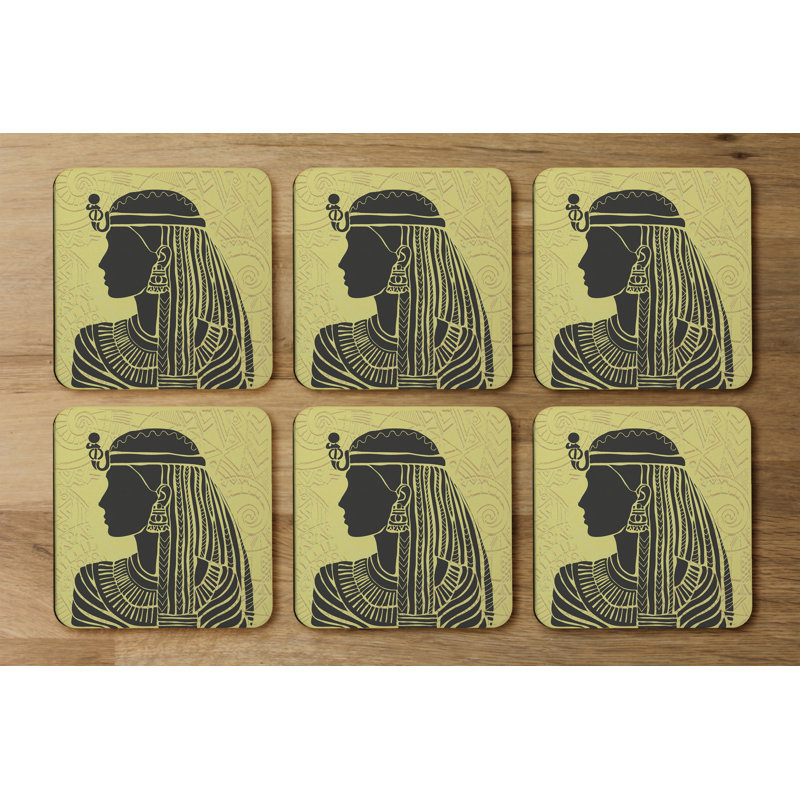 Square 6 Piece Coaster Set, Yellow