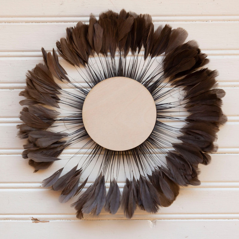 Petite art mural plume brune pleine lune