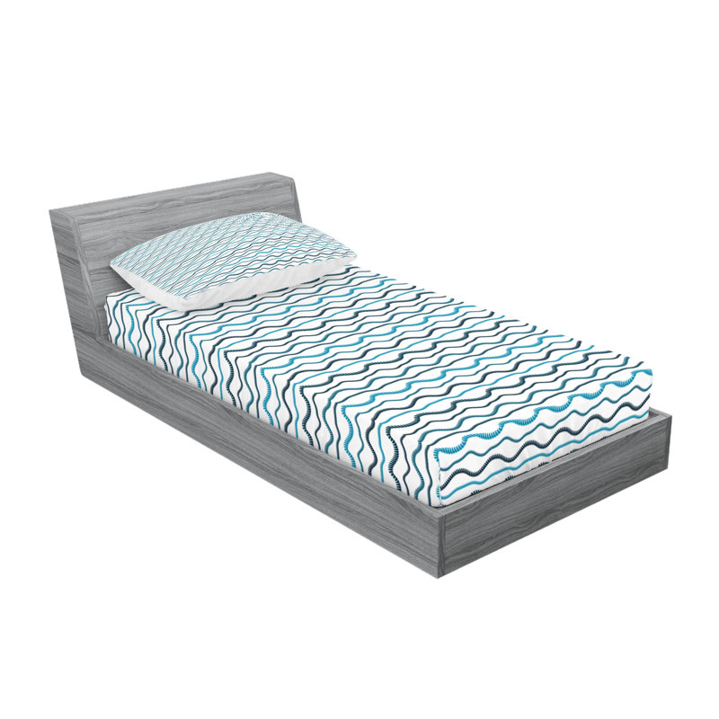 Drap-housse et coussin décoratif bleu marine Ambesonne, Ensemble de draps pour lit simple + deux taies d'o
