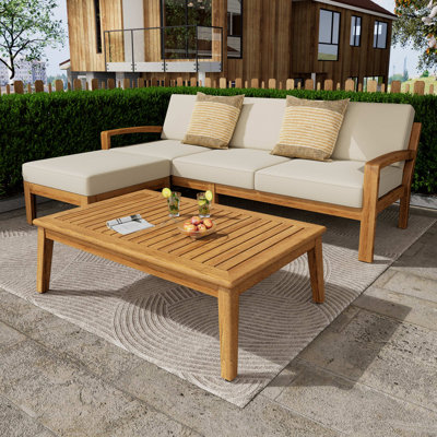 Tandon Acacia 3 - Person Patio Conversation Sets with Cushions