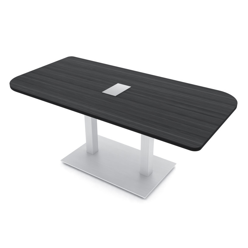 Table de conférence Ogren Duo avec double base en métal | Unité électrique, L 60 po x l 36 po, Nuit asiatique, Argent argent