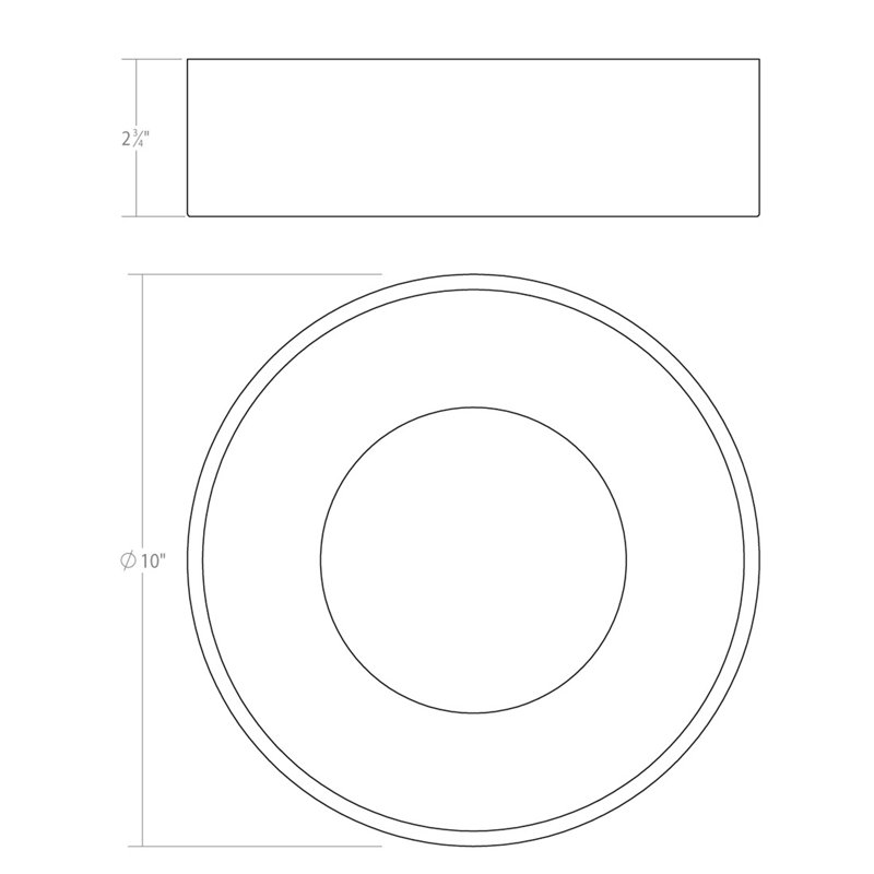 Ilios Acrylic LED Flush Mount, Dove Gray, 4" H x 10" W x 10" D