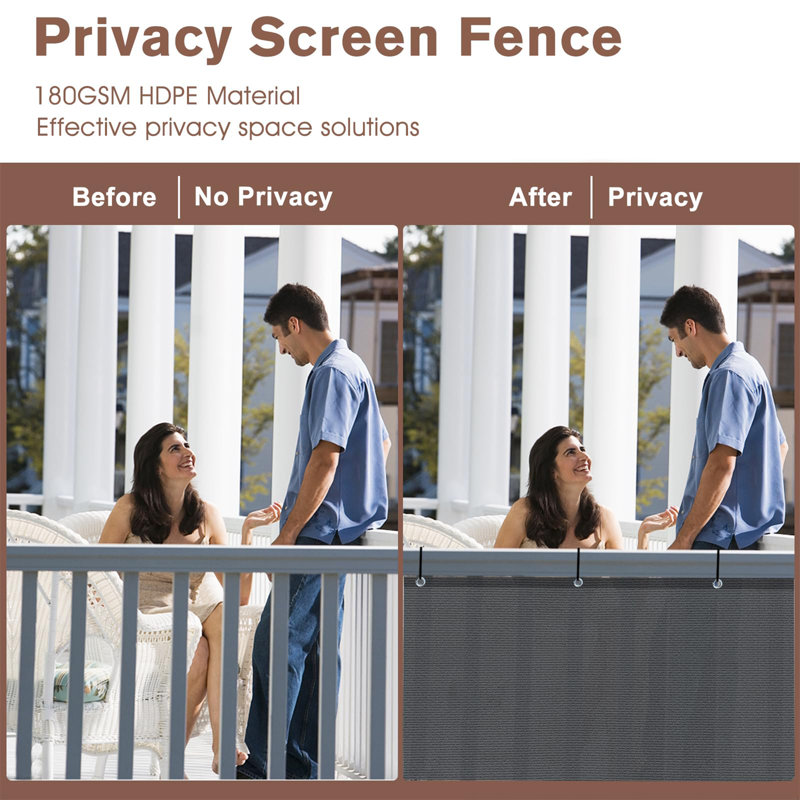 Clôture d'intimité pour terrasse de balcon 3 pi x 10 pi, Gris foncé