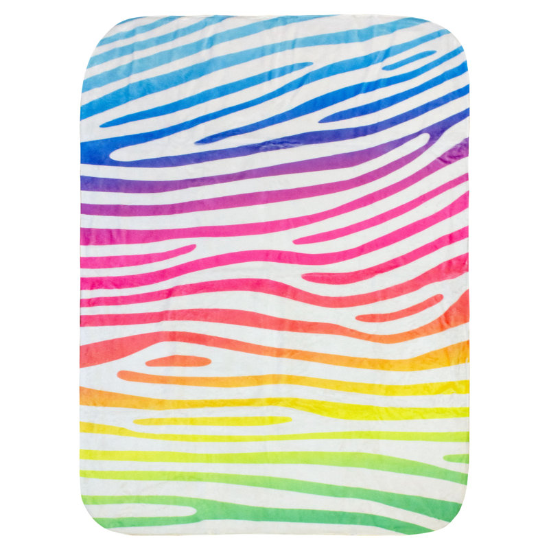 Jeté zébré, Dégradé arc-en-ciel / blanc, L 42 po x L 60 po