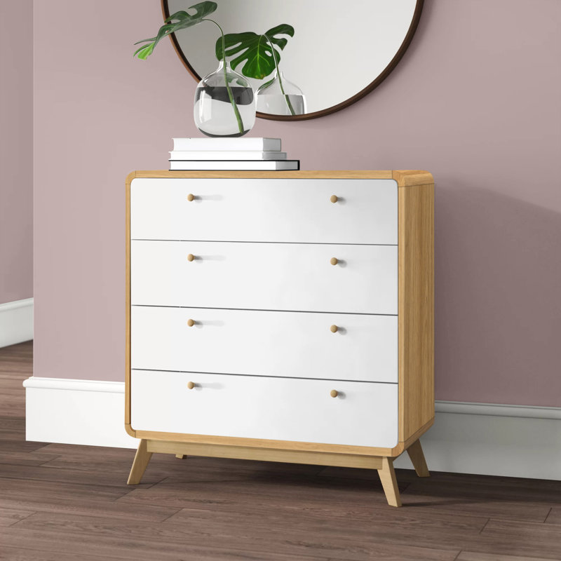 Justine 4 Drawer 80Cm W Chest of Drawers, Oak/White