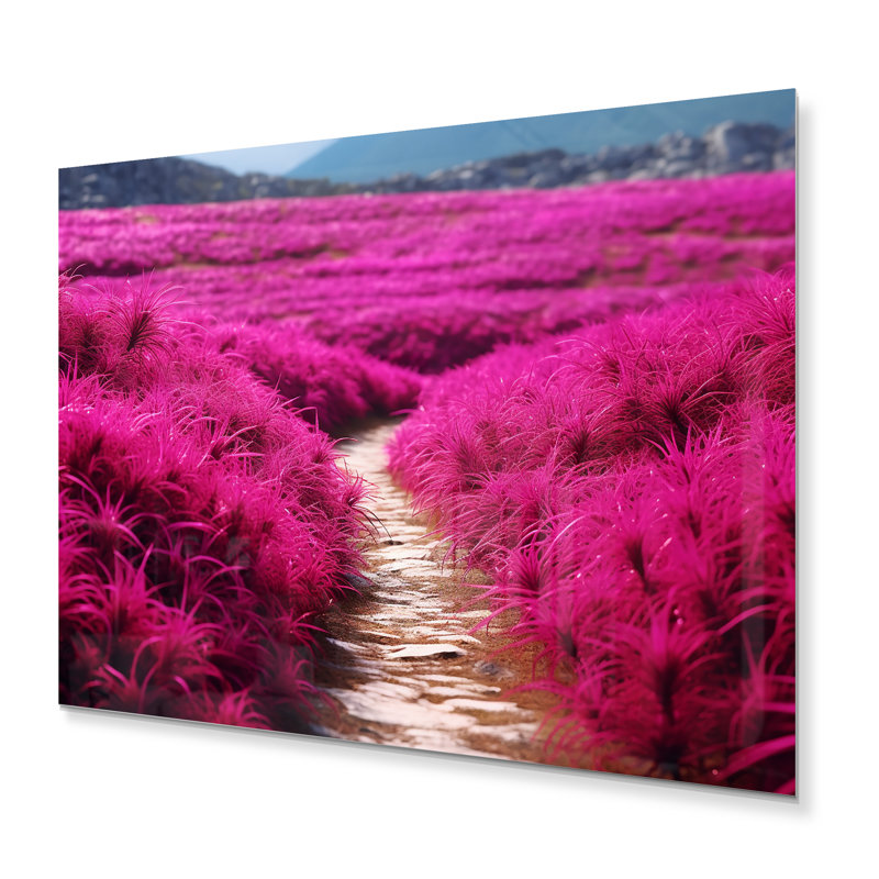 Fushia Blooming Abstraction II - Floral Print on Metal, 12" H x 20" W x 1" D