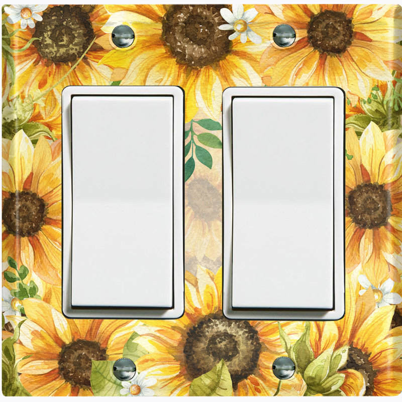 Metal Light Switch Plate Outlet Cover (Summer Time Sun Flowers Bouquet  - Single Toggle)