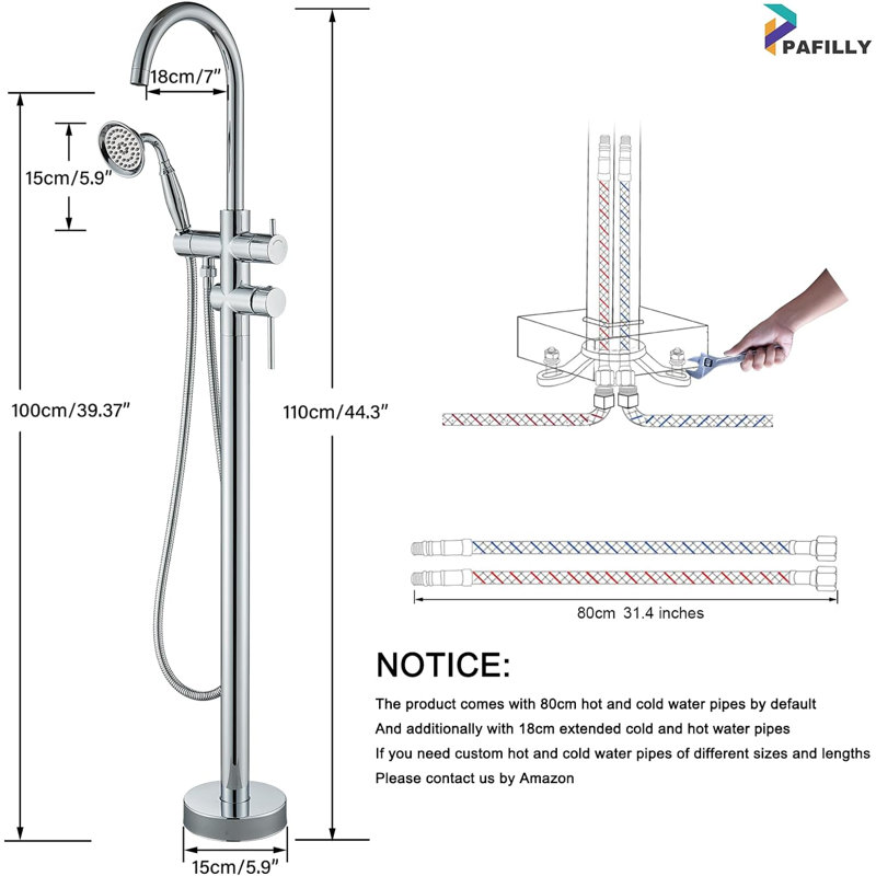 Aki Floor Clawfoot Tub Faucet Bath Filler