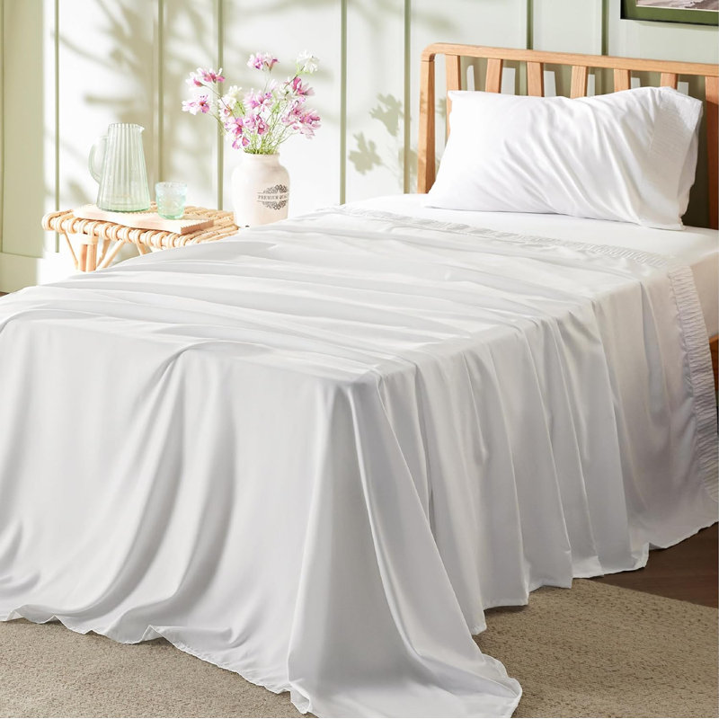 Bedsure Polyester Microfiber Sheet Set Hotel Luxury Sheets, Easy Care Cooling Bed Sheet Set 84GSM（65“ x 95")GentleSoft™️