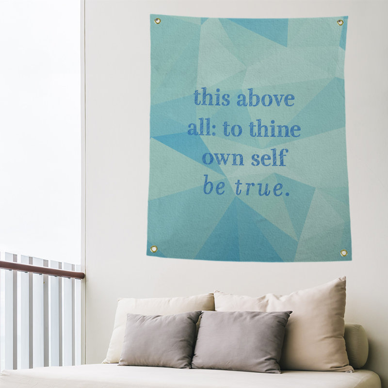 Tapisserie en polyester en faux gemme, H 80 po x l 59 po, Bleu zircon
