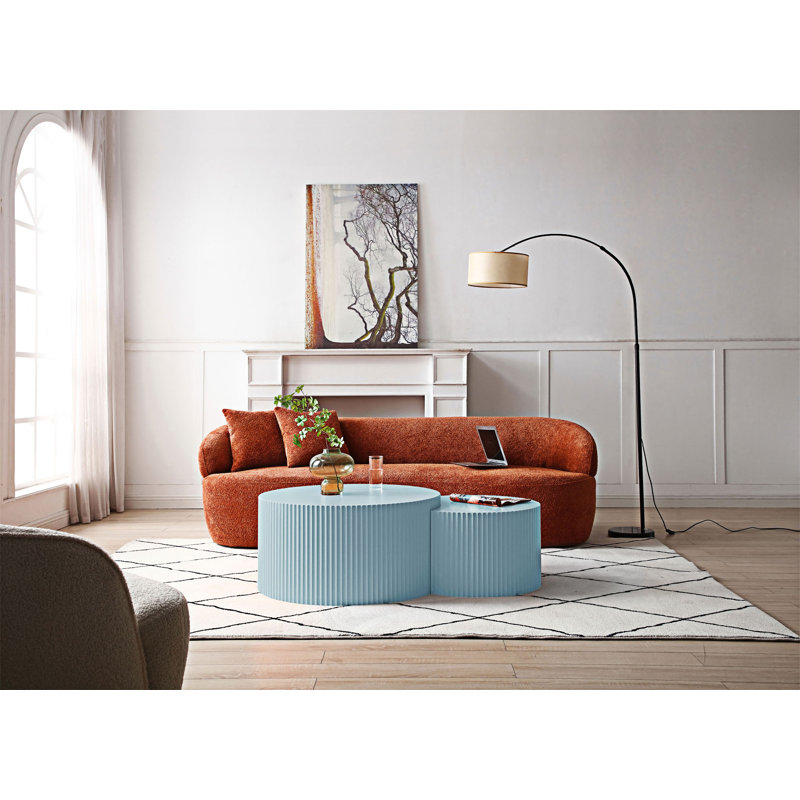 Ensemble de 2 tables basses gigognes, Bleu, H 15,75 po x l 55,12 po x P 31,5 po