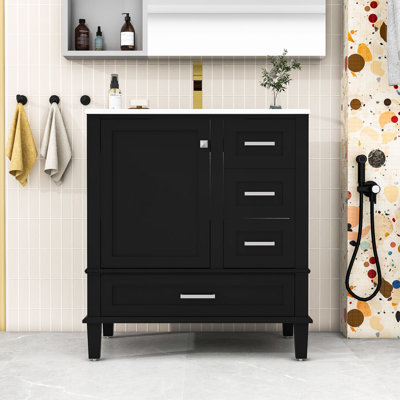 30-Inch Bathroom Vanity with Ceramic Sink, Soft-Close Technology and Ample Storage