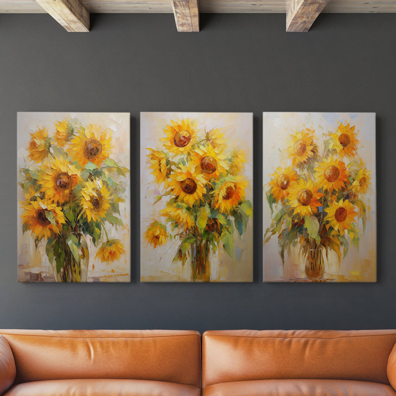 Floral Study Series CLIV - Ensemble de toiles tendues avec châssis Premium - Prêt à être accroché