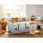 This Four-Piece Stainless Steel Toaster Boasts A Premium Silver Metallic Exterior, A Wide Slot, Seven Precise Toasting Levels, Three Main Functions, A Color LCD Screen, And A Removable Tray For Easy Cleaning.