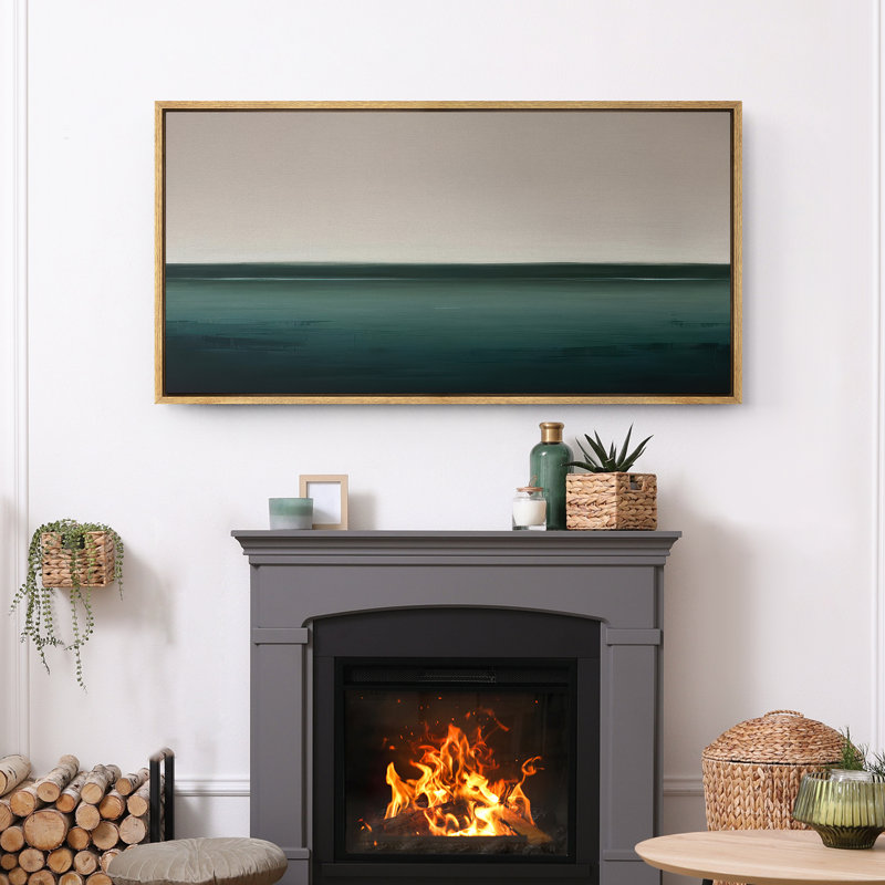 Large Framed Canvas Print Wall Art - Neutral Abstract Landscape Print for Minimalist Modern Wall Decor, 30" H x 60" W