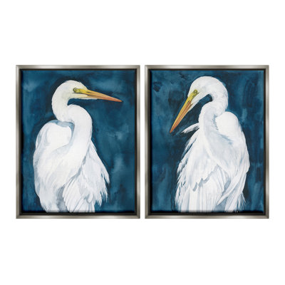 «Elegant Egrets On Blue» par Grace Popp, 2 pièces