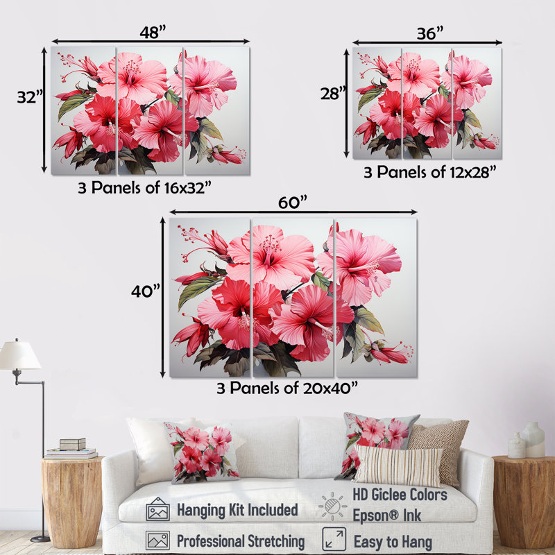 Hibiscus rose Minimalisme Dream I - Hibiscus, H 32 po x l 48 po x P 1 po
