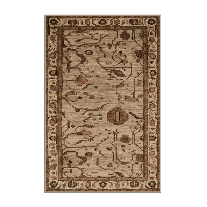 Tapis brun lavable à la machine, Rectangulaire 8 pi x 10 pi