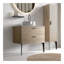 Meuble-lavabo sur pied en chêne naturel rayé avec lavabo en céramique Emilia-1135537896