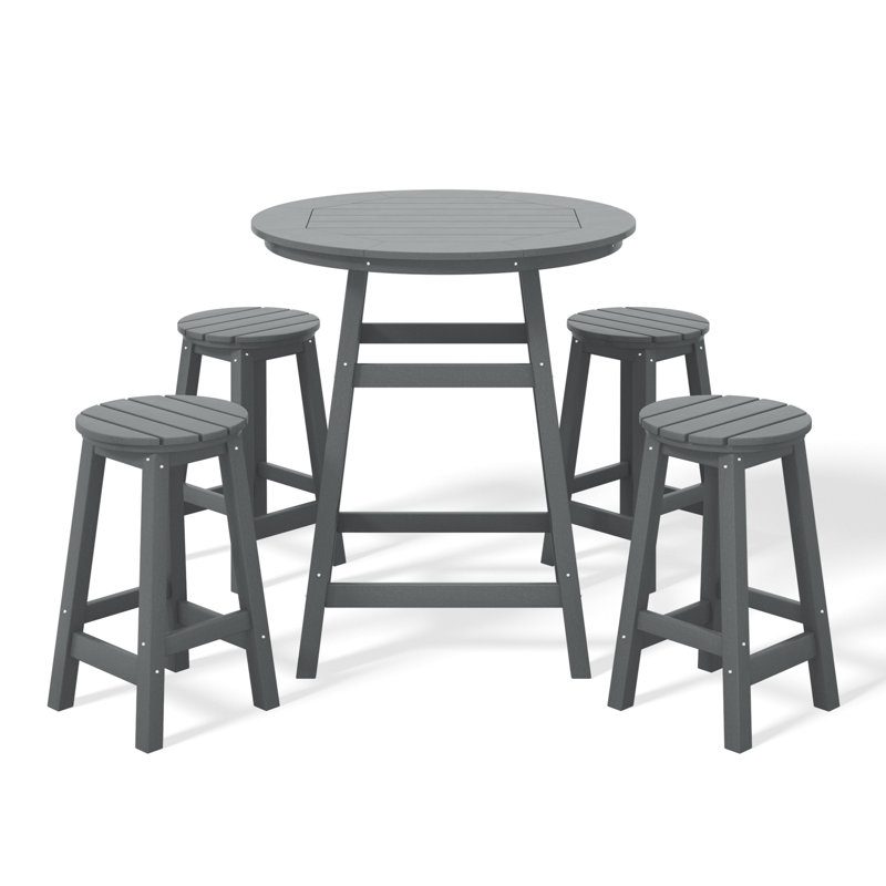 Laguna 5-Piece Round Counter Set, Gray