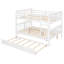 Lit superposé double avec lit gigogne simple et échelle, blanc - Lit multifonctionnel pour chambre d'enfant