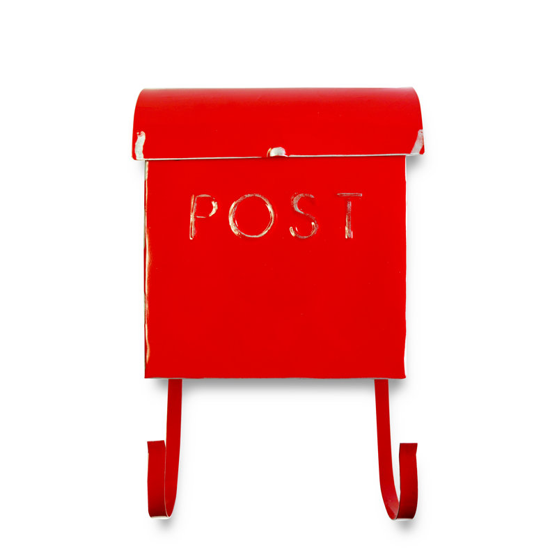 Rustic Red Metal Wall Mounted Mailbox with Newspaper Holder