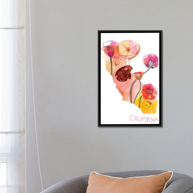 « california pops », reproduction d’art sur toile, H 40 po x l 26 po x P 1,5 po, Toile tendue, Pas de tapis
