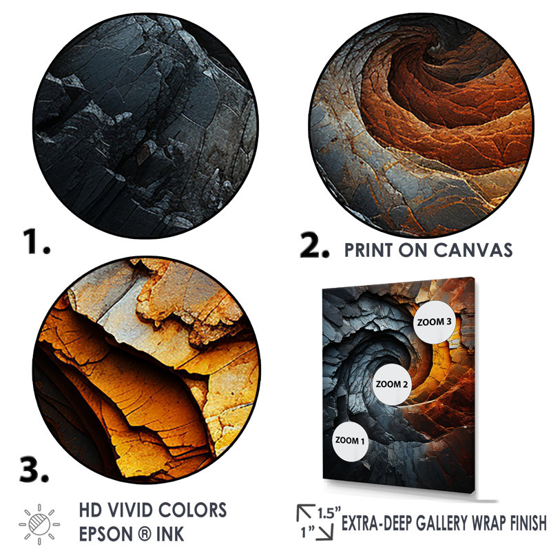 " Infernal Inflection Spiral V ", Gold Picture Framed Canvas, 32" H x 16" W x 1" D