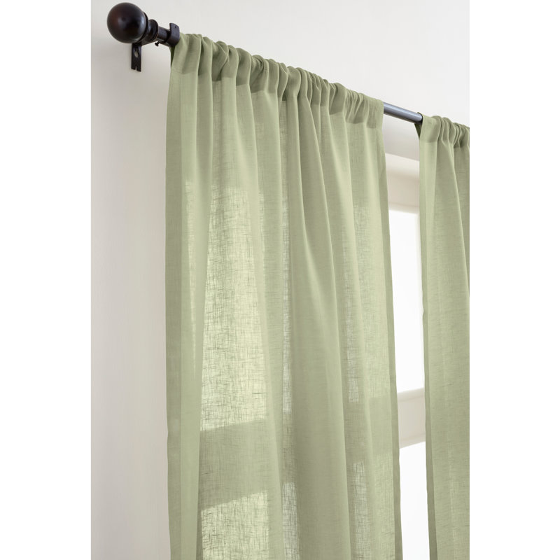 Sheer Curtain with Rod Pocket, Sage Green, 52" W x 108" L