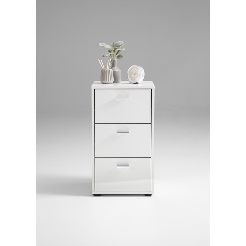 35cm W Manufactured Wood Bedside Table, High-gloss white