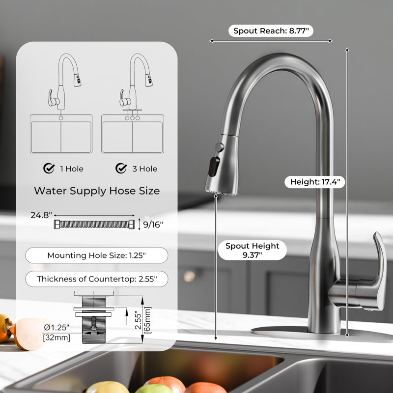Robinet de cuisine Touchless, Nickel brossé