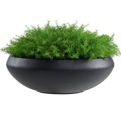 Concrete Bowl Planter, 23.3 Inch Dia x 8 Inch Height, Extra Large Succulent Pot with Drain Hole, 21-inch Opening Flowerpot for Herbs, Bonsai, and Shallow-root Plants, Concrete Planters for Indoor Outdoor Garden, Patio Decor, Large-Black