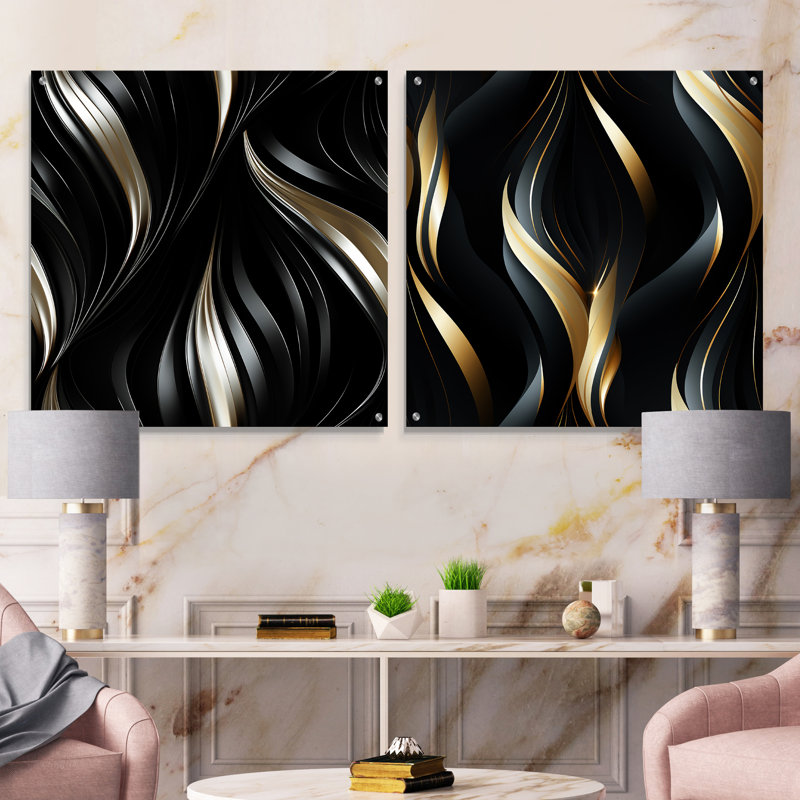 Aurore - Ensemble de 2 art mural en verre acrylique, H 36 po x l 73 po