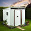 6ft x 5ft White Outdoor Metal Storage Shed with Window, Sliding Doors – Includes Tool Kit, UV-Resistant & Easy Assembly