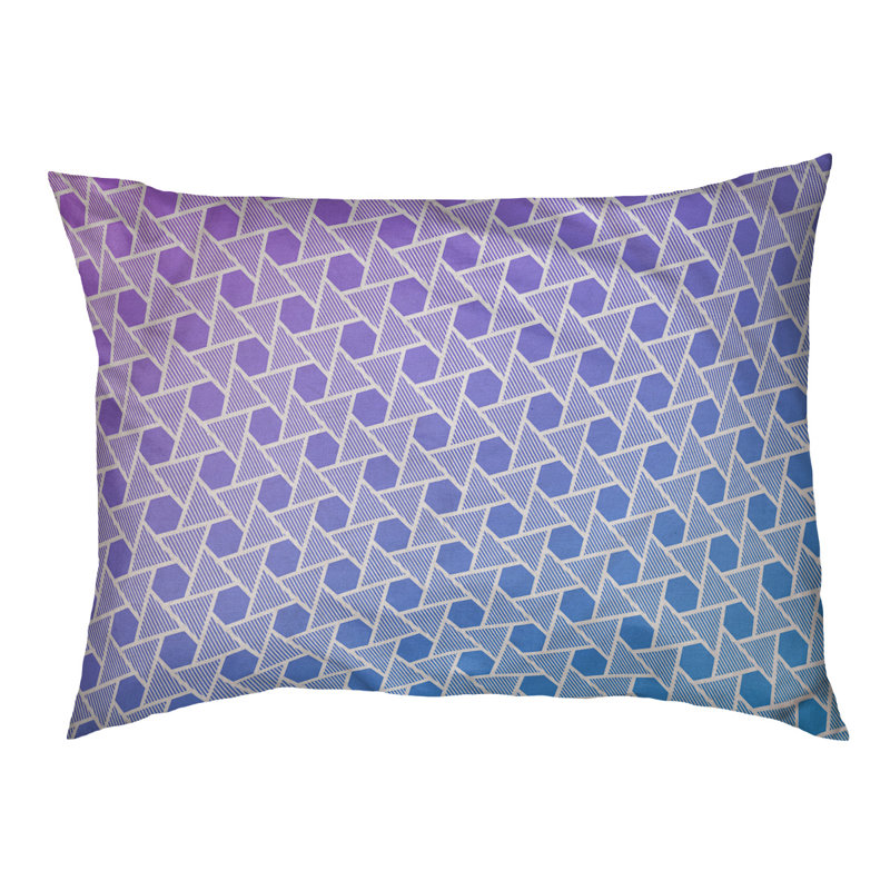 Coussin de lit à triangles hexagonals Byrge, Grand (l 50 po x P 40 po x H 7 po), Mauve / Bleu, Polyester