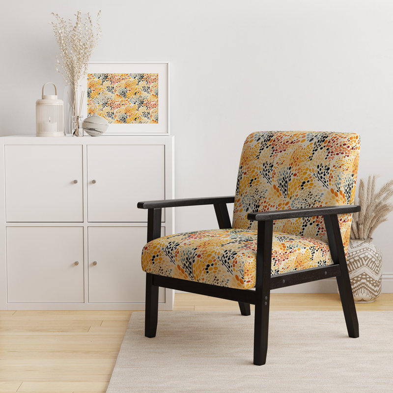 Watercolor Pattern Dot - Upholstered Modern & Contemporary Accent Arm Chair, Black Square Arms