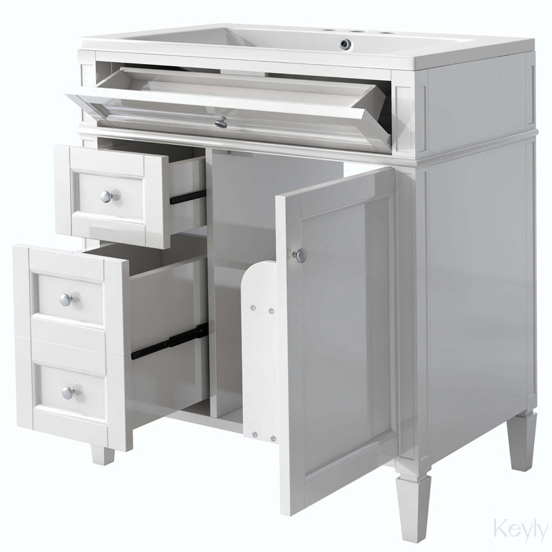 Meuble-lavabo 30 po avec lavabo en céramique, Blanc