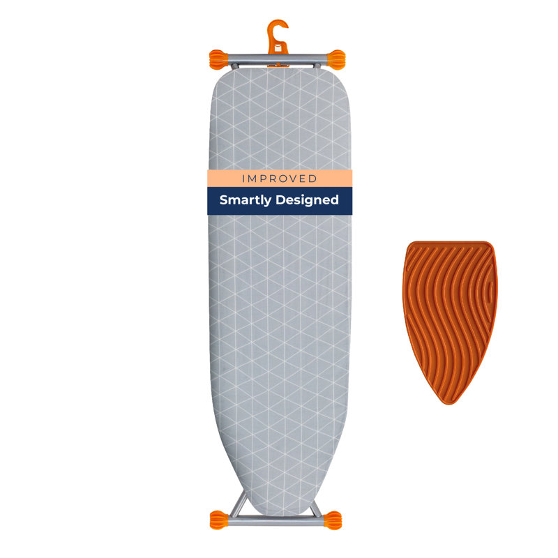 Ironing Board with Extra Thick Cover, Height Adjustable, Easy Storage with Smart Hanger 13x43, Gray