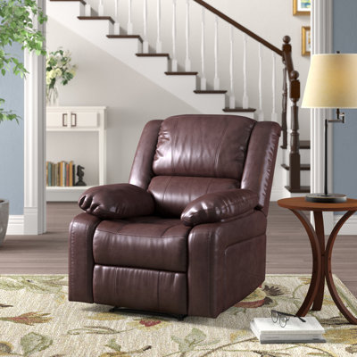 Arland Contemprary Faux Leather Pillow Back Recliner