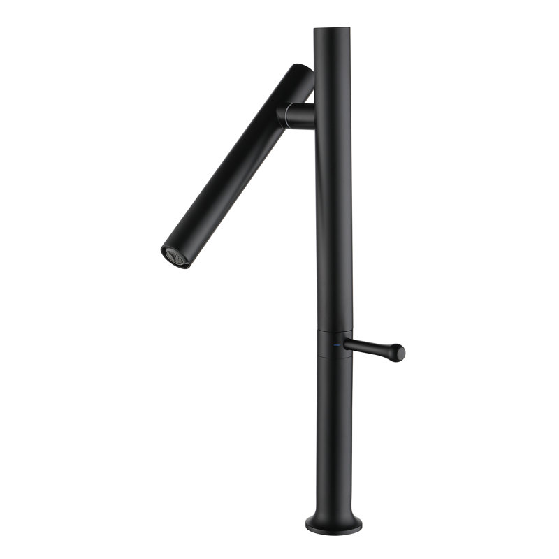 16.34" Single Hole 360 Swivel Solid Brass Faucets, High Arc Single Handle Tall Tap for Bathroom, Matte Black