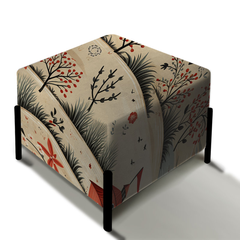 Charme de jardin rouge rustique à motif floral rustique - repose-pieds carré rétro