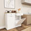 White Trash Storage Cabinet With Two Drawers And Compartments, Coated Exterior Fashionable Container In Kitchen - Painted