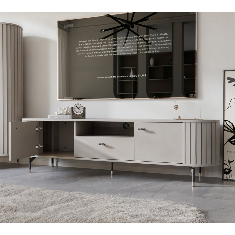 Teijah Unfinished TV Stand for TVs up to 75", Beige