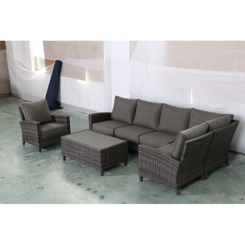 Ensemble de conversation modulaire avec coussins 7 pièces Rebeca
