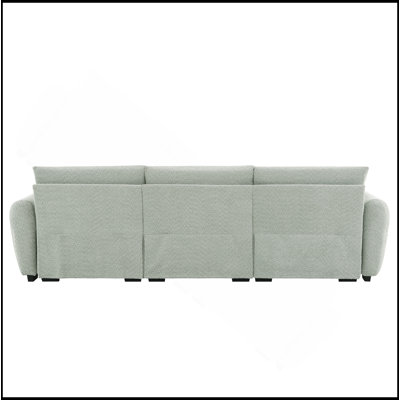 Canapé modulaire de 110 po en forme de L avec siège très grand, conception en ligne, repose-pieds mobile, mousse haute densité, combinaison libre, structure en métal et en bois robuste, tissu bouclé,