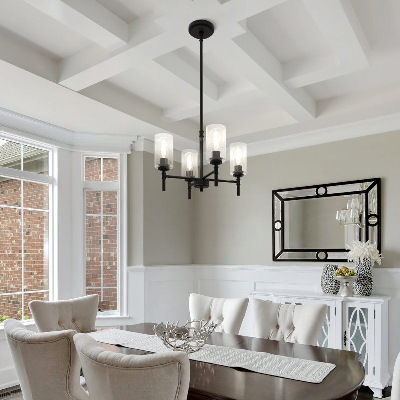 Wexton 4-Light 20.5” Wide Chandelier, Matte Black, Clear Bubble